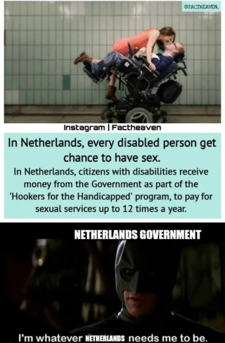 Hookers for the handicapped program in Netherlands - meme