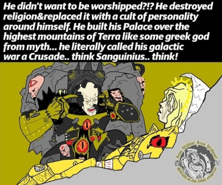 The emperor is no better than the ruinous powers - meme