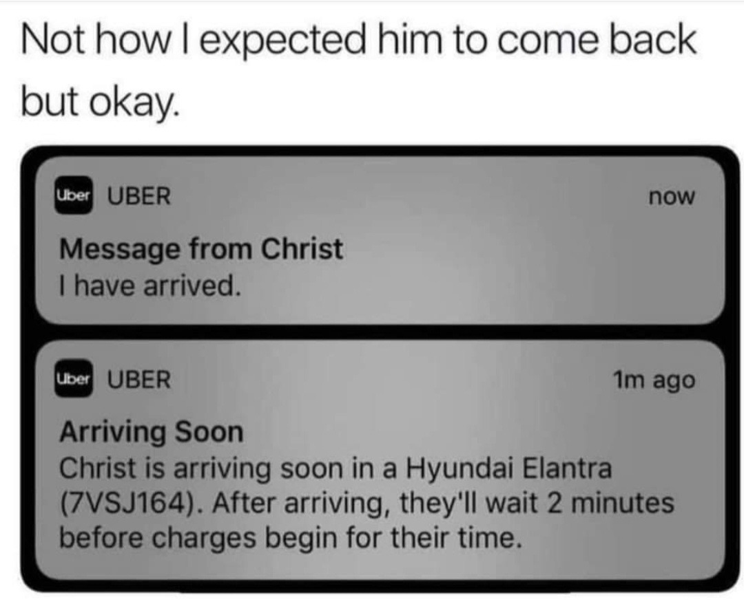 What chapter of the Bible is Uber in? - meme