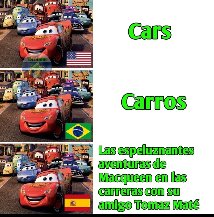 Relâmpago Marquinhos em diferente línguas - meme