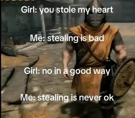 Stealing is not okie dokie - meme