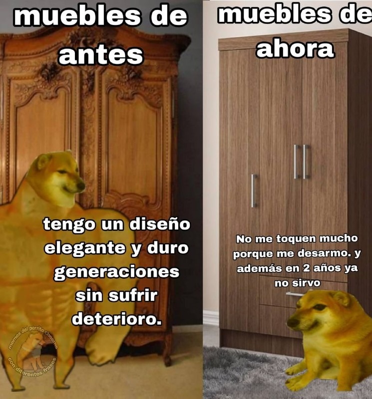 mueble frágil pero elegante - meme