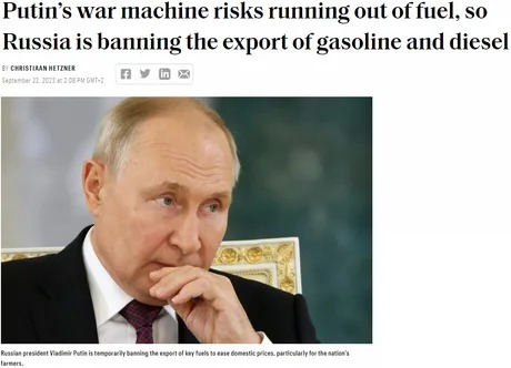 Putin is running out of fuel - meme