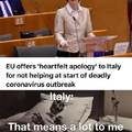 EU offers heartfelt apology to Italy for not helping at start of deadly coronavirus outbreak