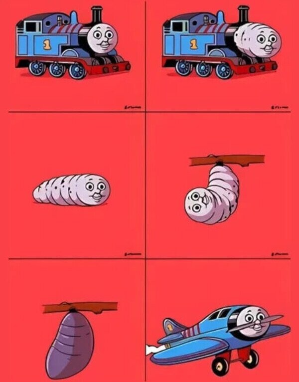La transoformación de Thomas el tren - meme