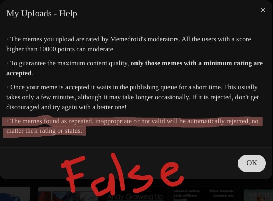 Whenever I report a meme it shows up anyway