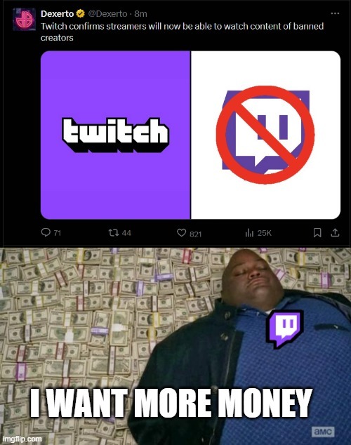Twitch banned creators VODs meme