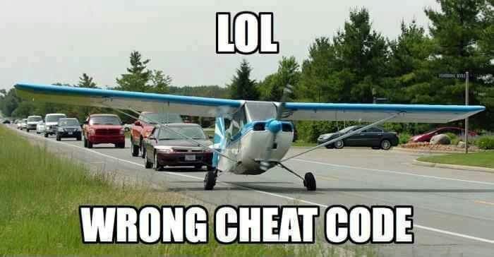 Wrong cheat code - meme