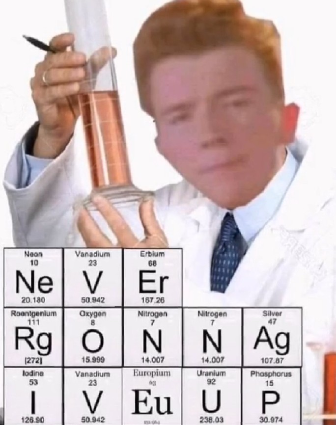Never gonna give you Up, never gonna let you down - meme
