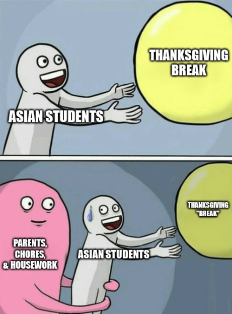 Thanksgiving break for asian students - meme