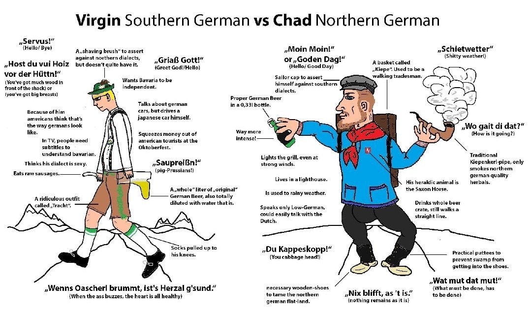 North vs. South, sadly a lot of people think we are all like Baravians - meme
