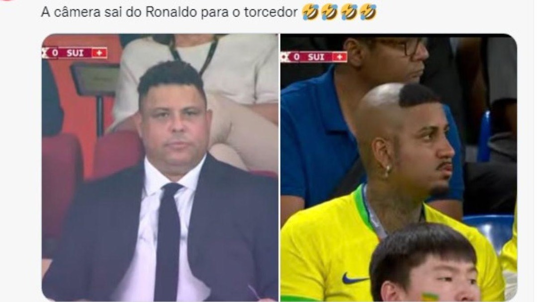 Ronaldo viejo y ronaldo joven vistos en el Brasil Suiza - meme