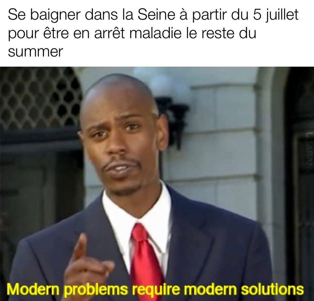Baignade dans la Seine le 5 juillet pour un arrêt maladie tout l'été - meme