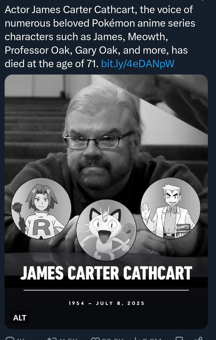 RIP to the voice of Meowth and James — true legend - meme