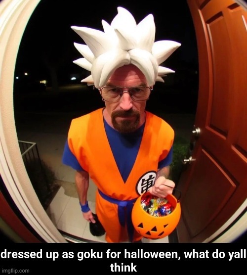 Dressed up as Goku for Halloween - meme