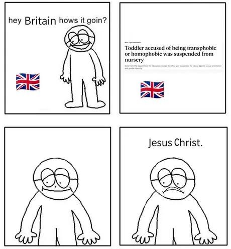 Britain: toddlers now eligible for cancellation speedruns - meme