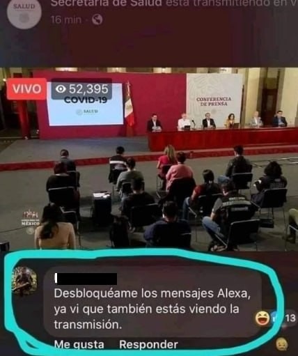 cuando Alexa también chismea la transmisión - meme
