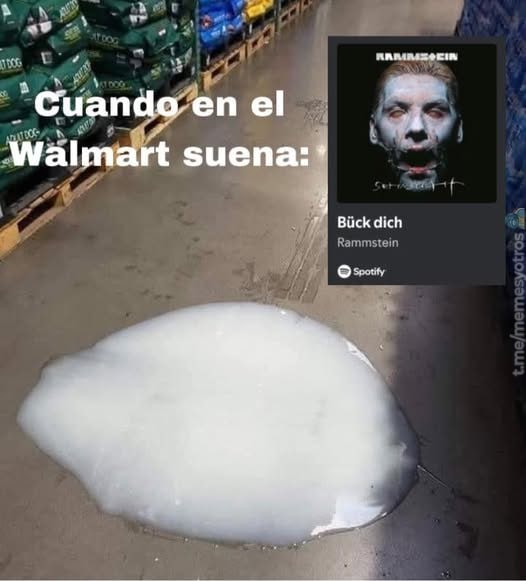 cuando en el Walmart suena Rammstein y tú existes - meme