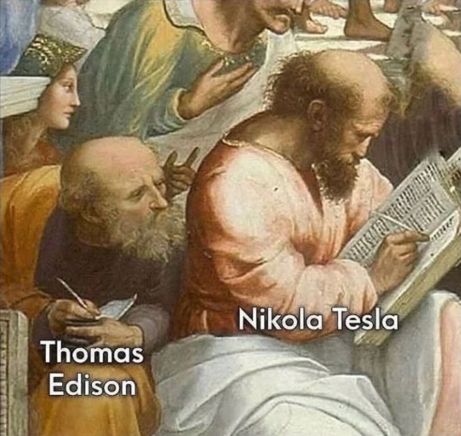Edison copies from Nikola Tesla - meme