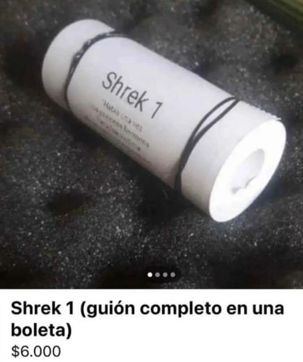Todo el guión de Shrek en un ticket - meme
