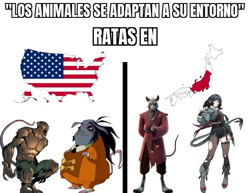 "Los animales se adaptan a su entorno" Ratas en: Estados Unidos y Japón - meme