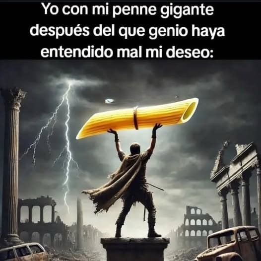 Yo con mi penne gigante porque el genio entendió mal mi deseo - meme