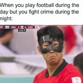 Just out here fighting soccer crime
