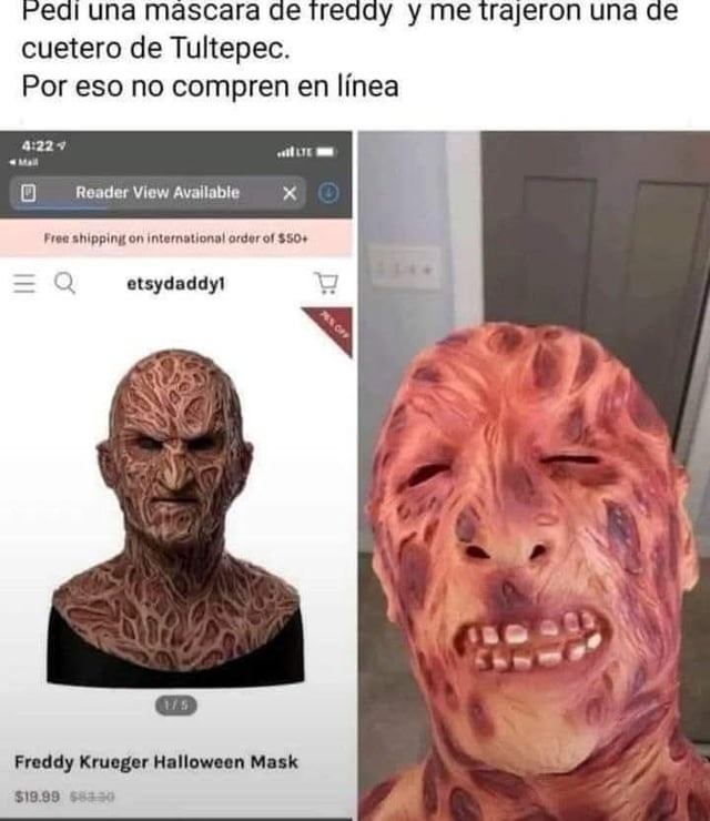 pedí máscara de freddy y llegó un cuetero de tultepec qué decepción - meme