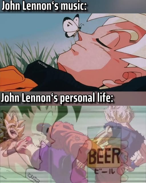 Música de John Lennon vs su vida personal - meme