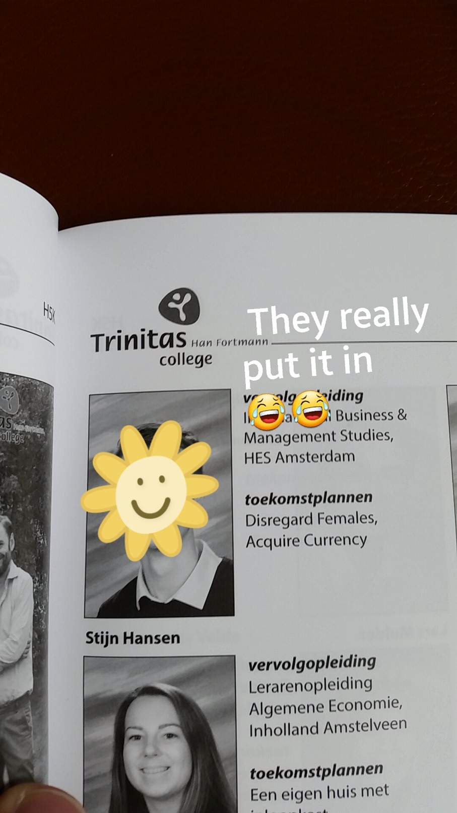 I really didn't expect them to add it in the yearbook  - meme