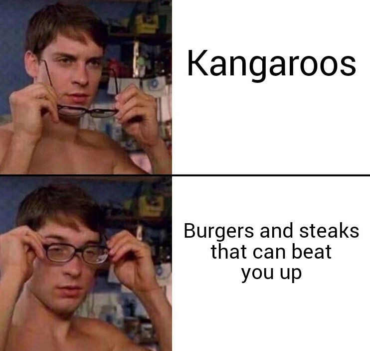 Kangar (O)o meat is (C)heaper - meme