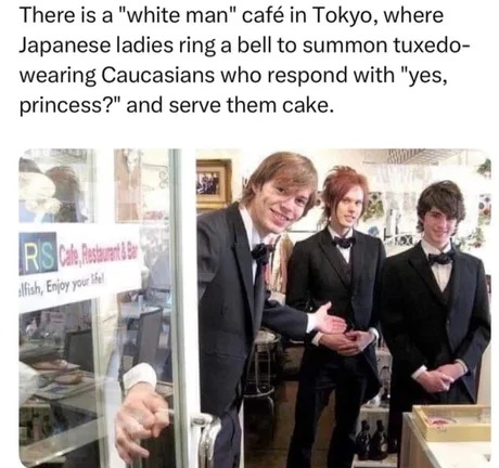 White man café in Tokyo - meme
