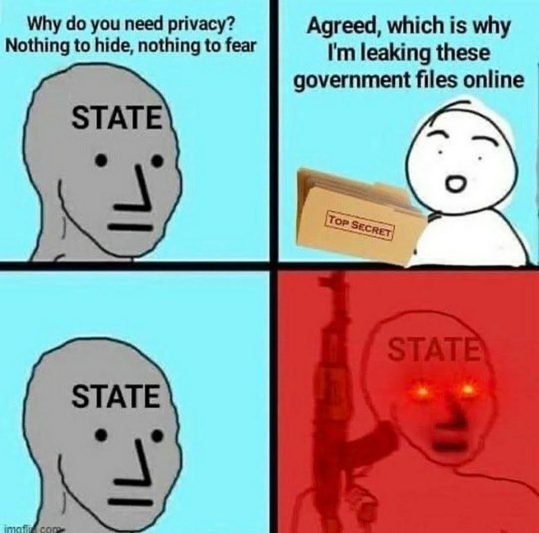 "GoVeRNmENt HaS nOtHiNg tO HiDe" - meme