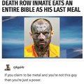 Death row inmate eats an entire bible as his last meal