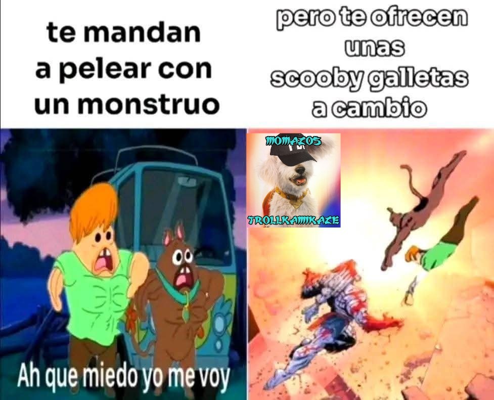 Shaggy activando el ultra instinto y Scooby el ultra ego y barren con el suelo con el villano, solo es necesario tener una Scooby galleta - meme