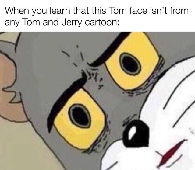 Finding out that Tom’s face wasn’t even from Tom & Jerry - meme