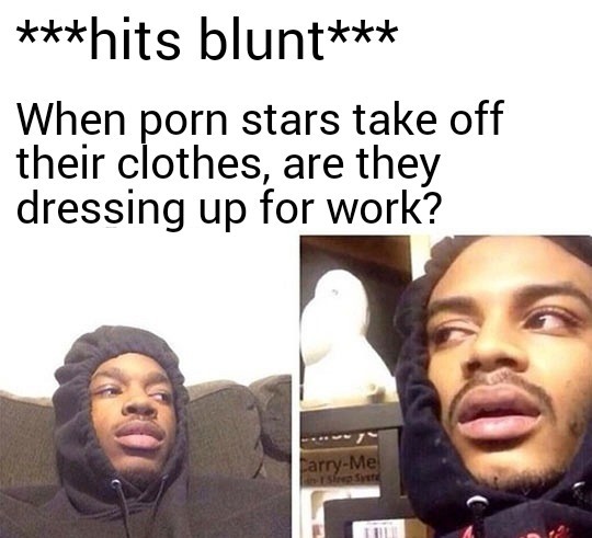 When porn stars take off their clothes, are they dressing up for work? - meme