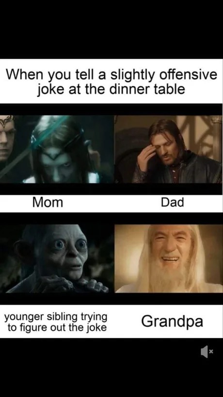 Offensive jokes with grandpa - meme