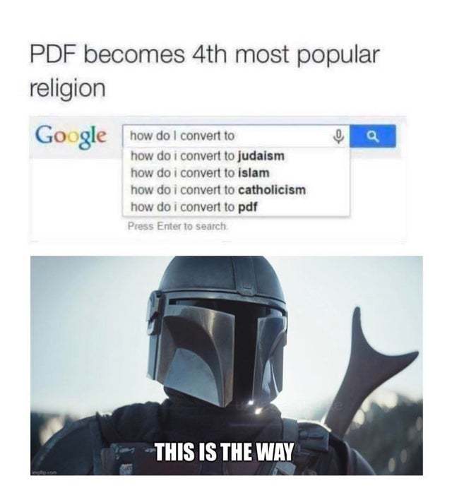 PDF is now the 4th most popular religion - meme