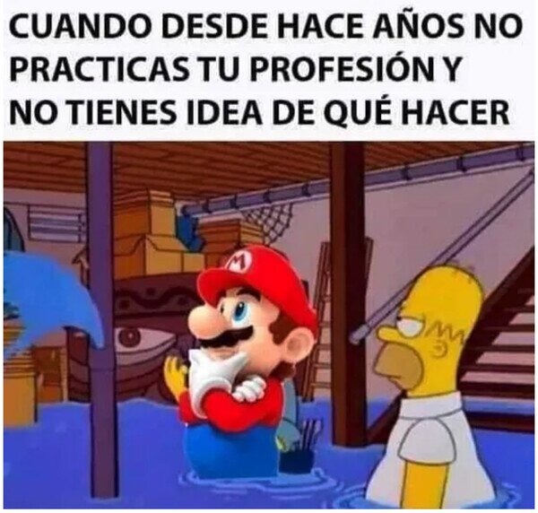 Mario ya no recuerda como ser fontanero - meme