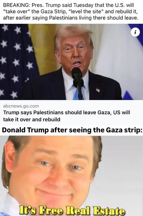 Trump says Palestinians should leave Gaza - meme