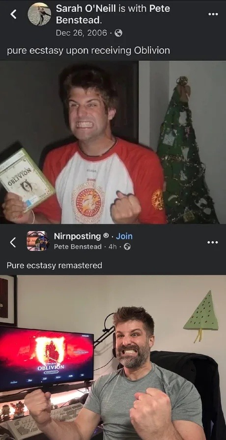 Pure ecstasy when you finally got Oblivion back in the day - meme