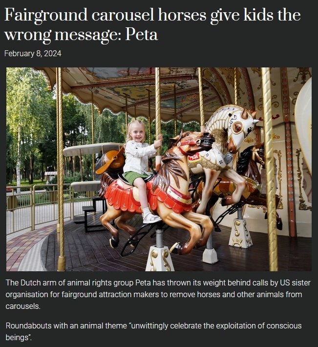Fairground carousel horses give kids the "wrong message", says Peta - meme