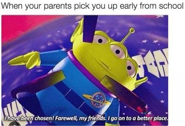 Getting picked up early from school was lit - meme