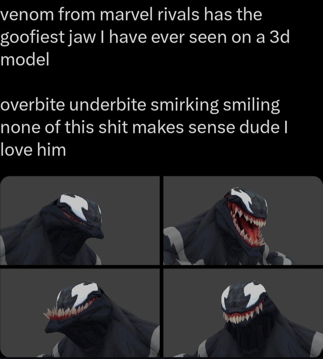 Venom’s jaw be like: make it make sense - meme