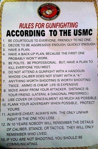 Rules for gunfighting USMC - meme