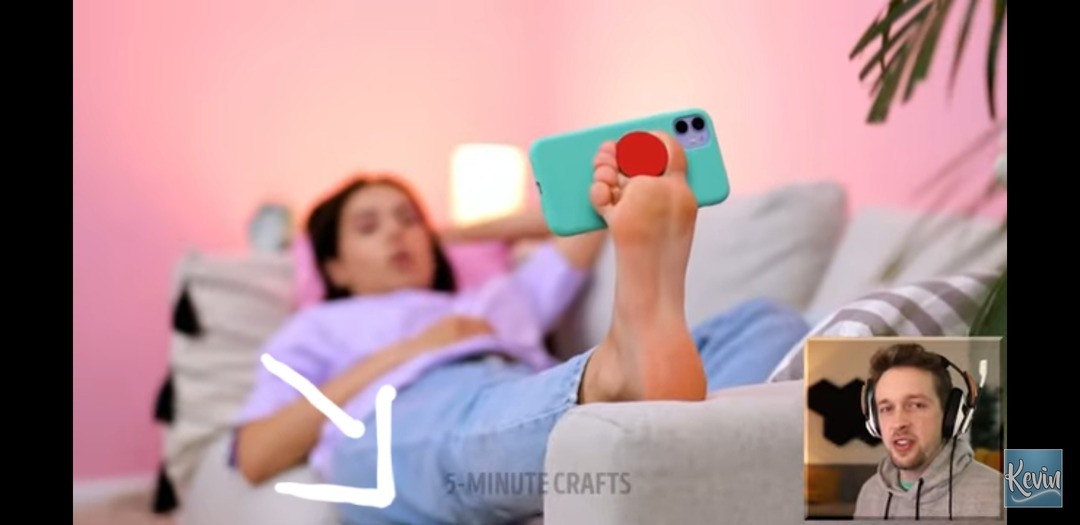 5 minutes crafts be like: dont buy a phone stand when you can use your feet - meme