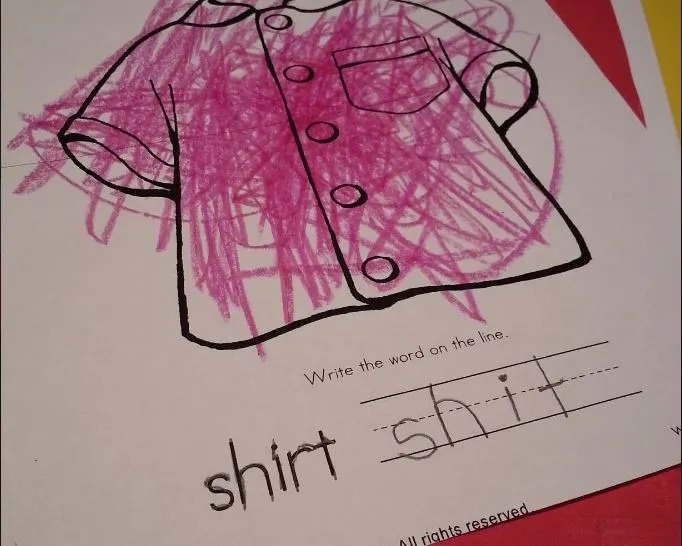 Children sometimes the most hilarious spelling mistakes, shit should be shirt. - meme