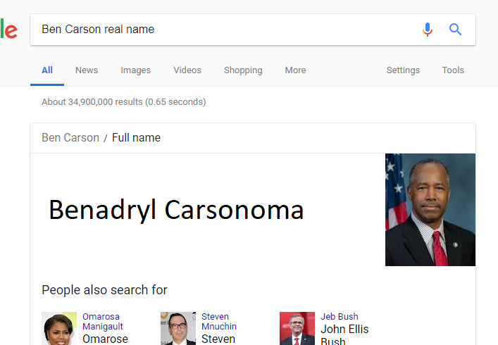 Ben Carson full name - meme