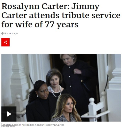 Jimmy Carter attends tribute service for wife of 77 years - meme